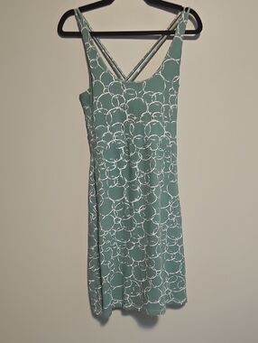 Carve Designs Teal Dress with White Circle Print